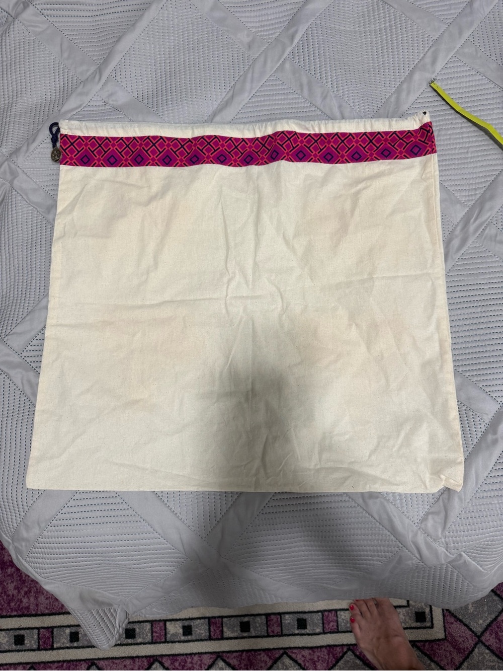 Authentic Tory Burch Large Canvas Dust Bag Drawstring Storage Pouch 22x21